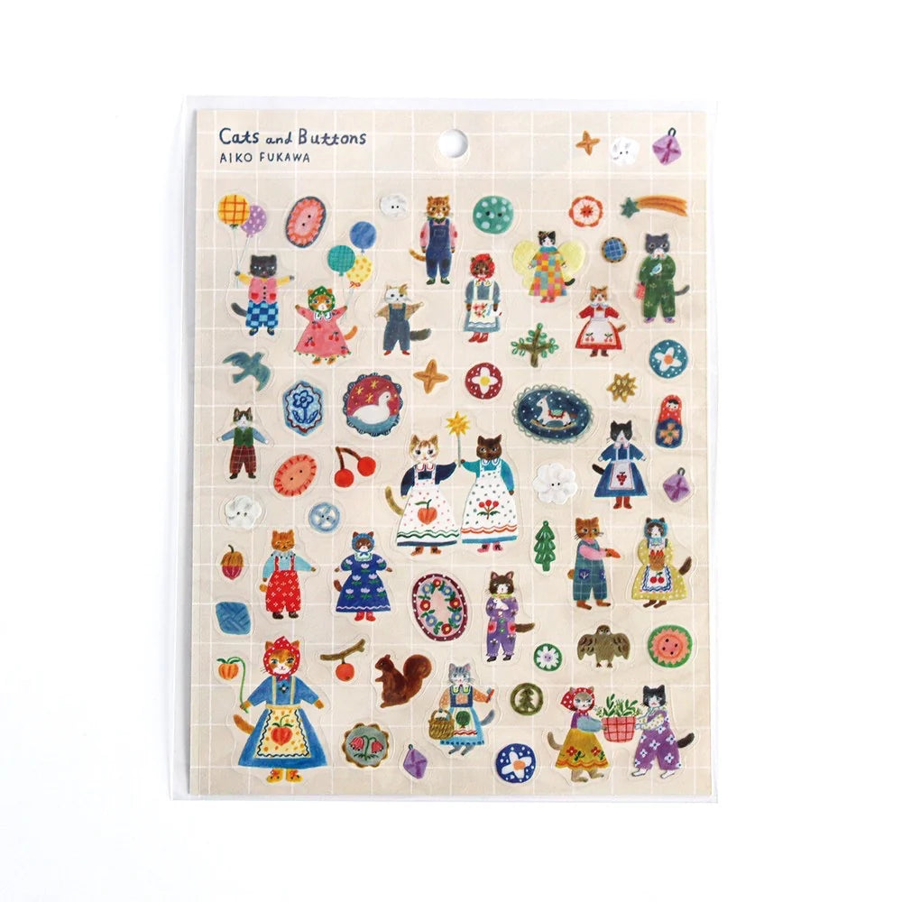 Cozyca Aiko Fukawa Clear Stickers - Cats and Buttons