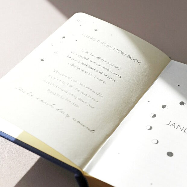Embossed Navy 5-Year Thought a Day Journal - Inspirational Diary by Lisa Angel