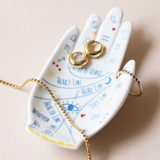 Palmistry-Inspired Jewellery Dish: Elegant Ceramic Hand-Shaped Trinket Holder