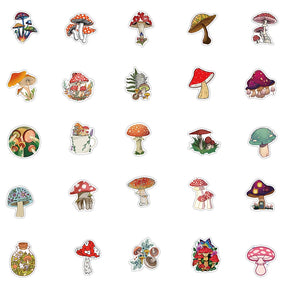 Colourful Cottagecore Mushroom Stickers