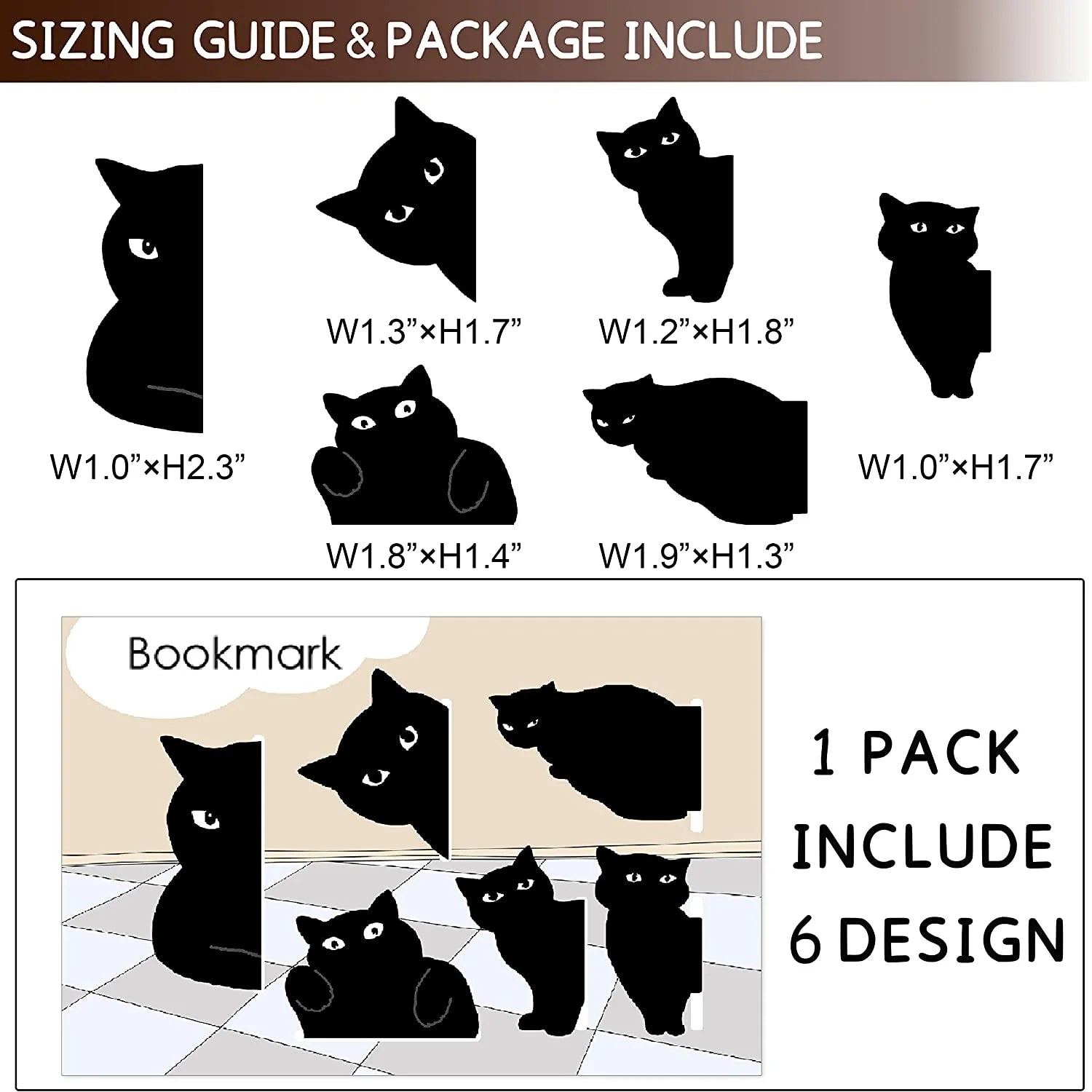 Black Cat Magnetic Bookmarks for Readers