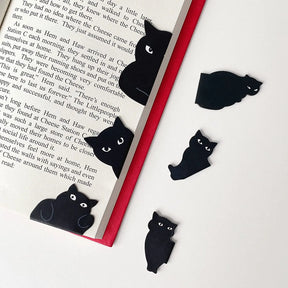 Black Cat Magnetic Bookmarks for Readers